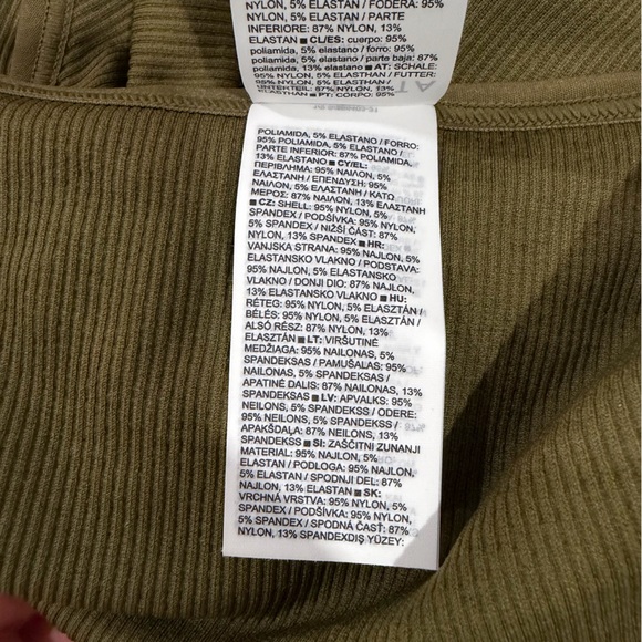 NWT Athleta Aurora Seamless Plunge Olive Ribbed Cropped Rib Tank Sports Bra - Picture 10 of 11